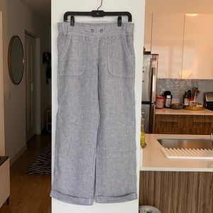 Athleta Linen Pants Blue and White Size 6